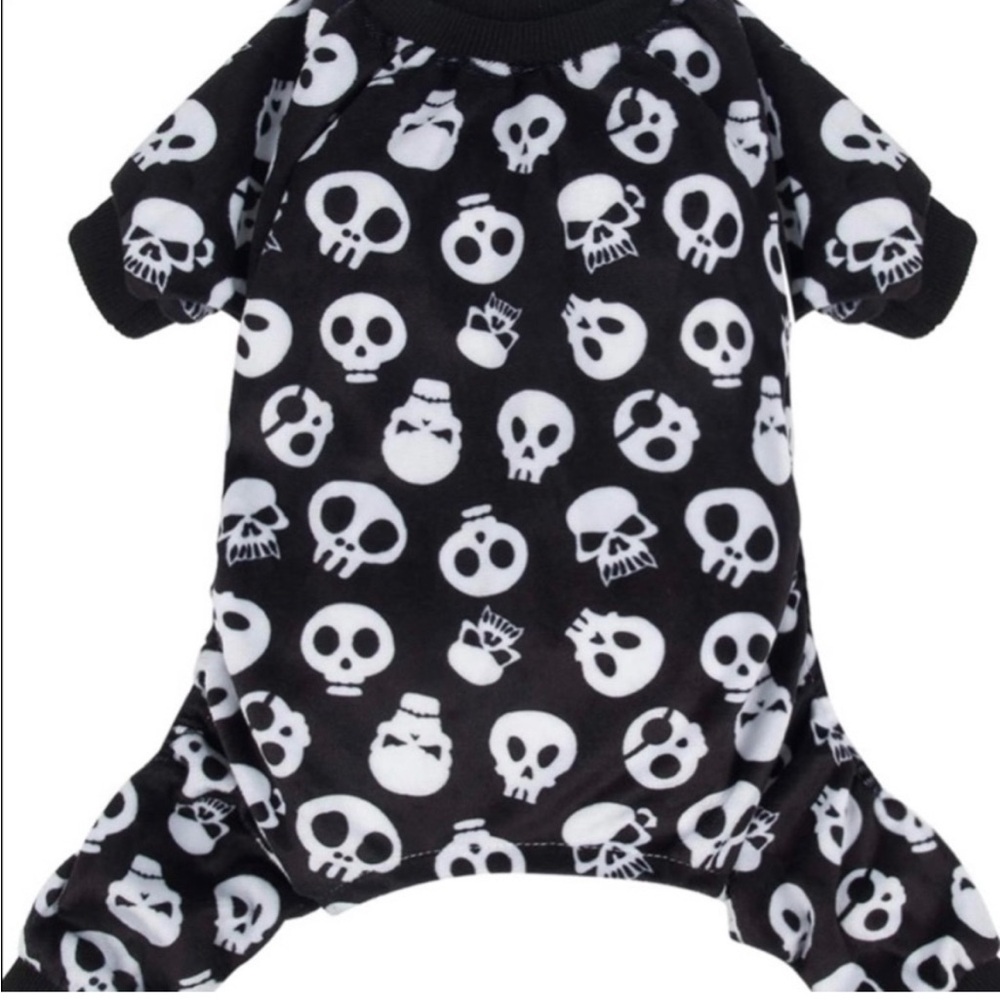 Skull Print Dog Pajamas - Black and White